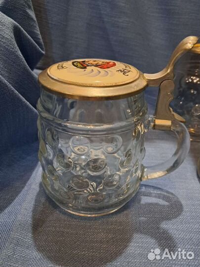 Кружки пивные стеклянные с крышками