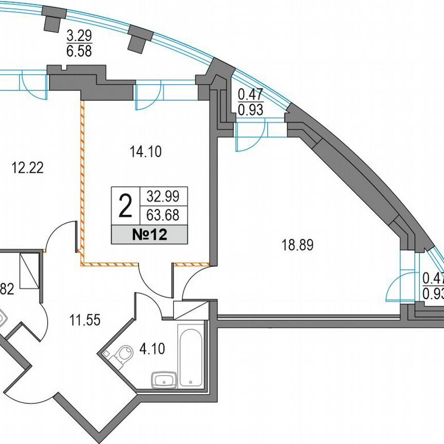 2-к. квартира, 63,7 м², 4/25 эт.