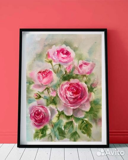 Картина розы акварель