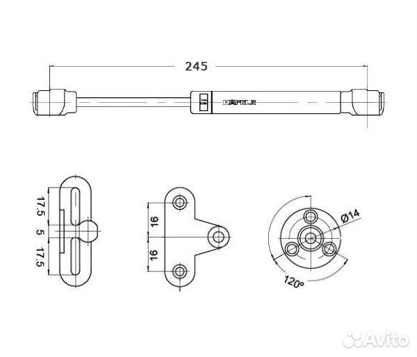 Газовый лифт, нагрузка 80N 373.82.917 Хефеле