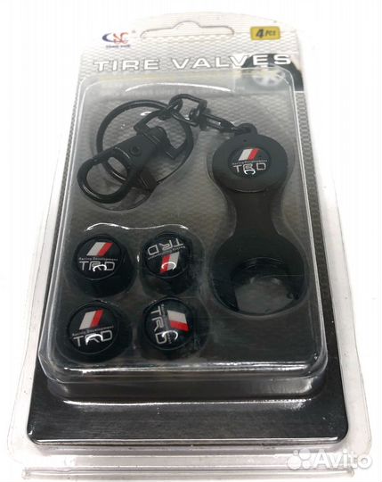 Колпачки на ниппеля - TRD (с ключом/черный) (Серый