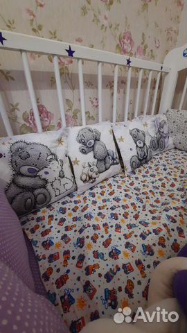 Бортики в детскую кроватку 8 подушек