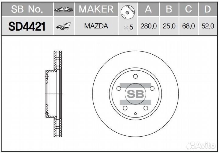 Диск тормозной sd4421 (b45a-33-251a)