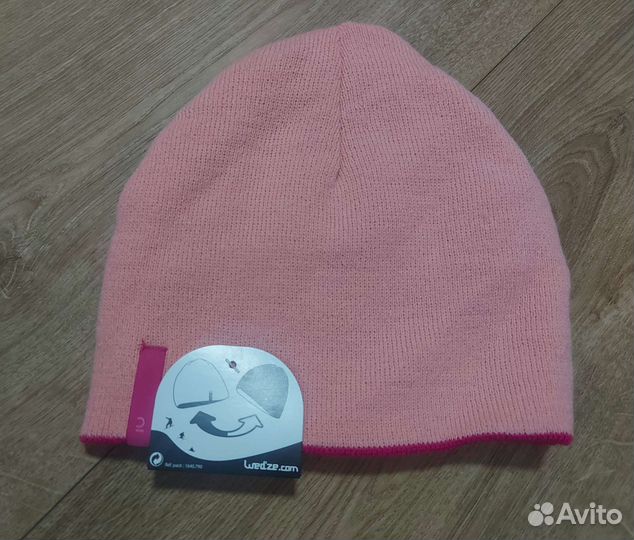 Шапка детская двусторонняя розовая декатлон