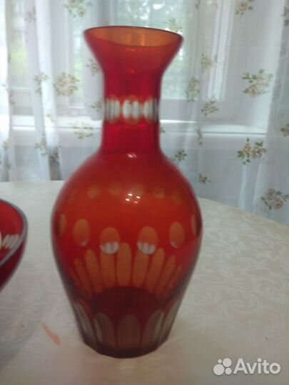 Конфетница+вазочка цветное стекло