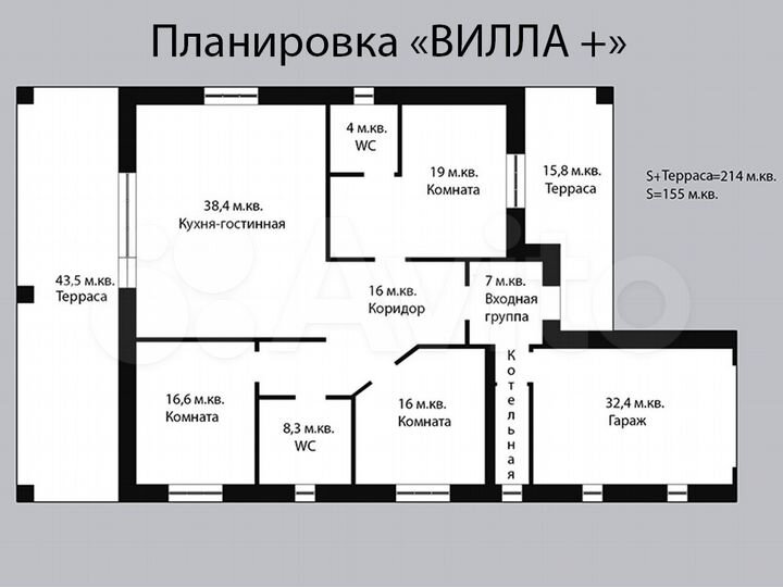 Дом 214 м² на участке 7,2 сот.