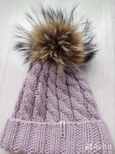 Шапка ручной работы из шерсти мериноса 58-60