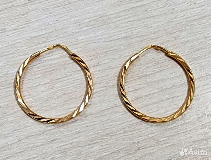 Золотые серьги кольца 585 пробы