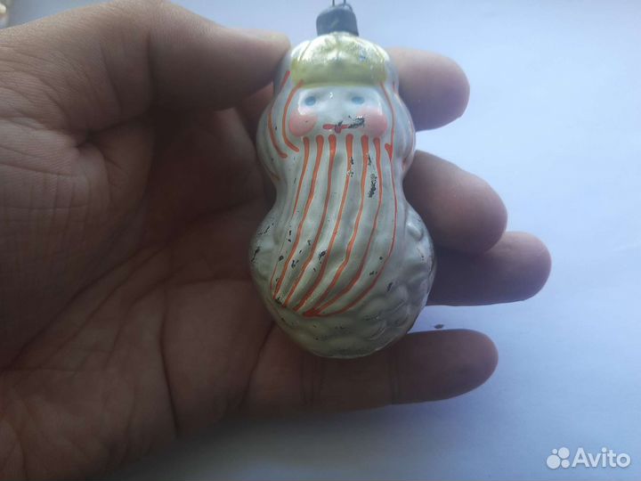 Редкая ёлочка СССР дед мороз стекло
