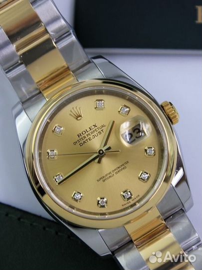 Rolex datejust 36 champagne SET with diamonds