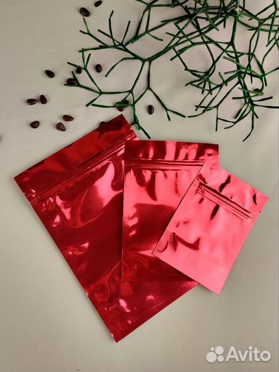 Пакет дой пак металлизированный красный с замком