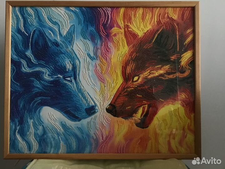 Картина из страз по номерам волки