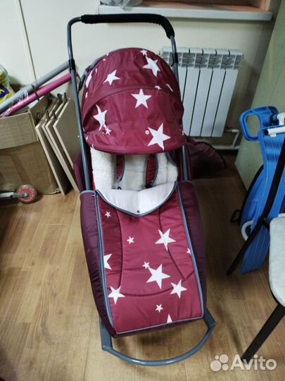 Коляска санки с утеплителем и дождевиком