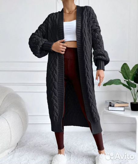 Кардиган длинный орюверсайз вязанный