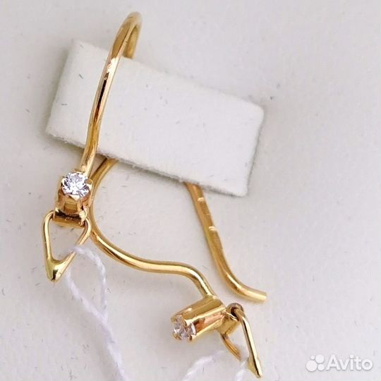 Серьги / 1,19г / Золото585 / фианиты круглые