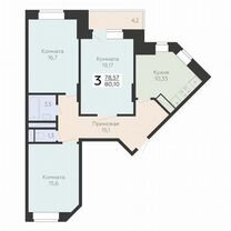 3-к. квартира, 80,1 м², 16/22 эт.