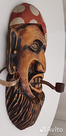 Пират с трубкой настенный, дерево, металл, СССР