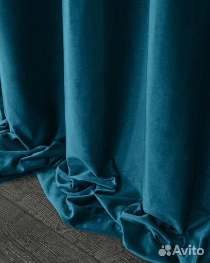 Шторы бархат Беллиссимо бирюзово-синий