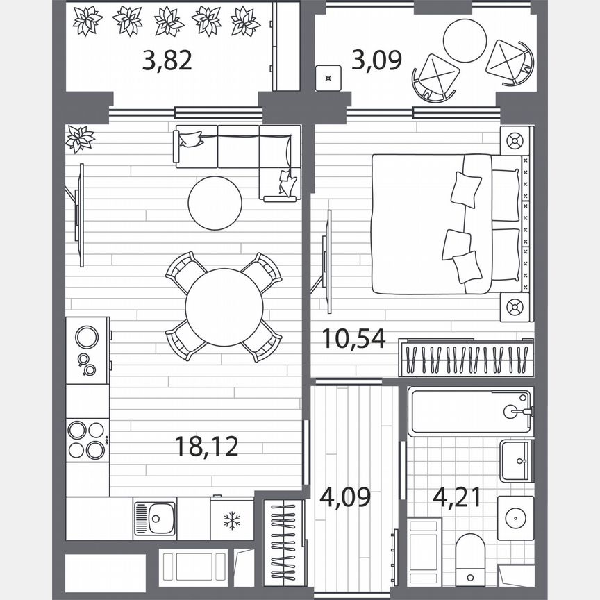 1-к. квартира, 39 м², 3/13 эт.
