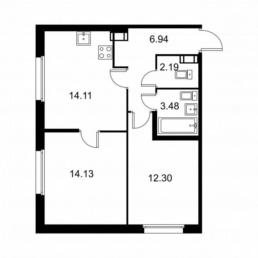 2-к. квартира, 53,2 м², 3/9 эт.