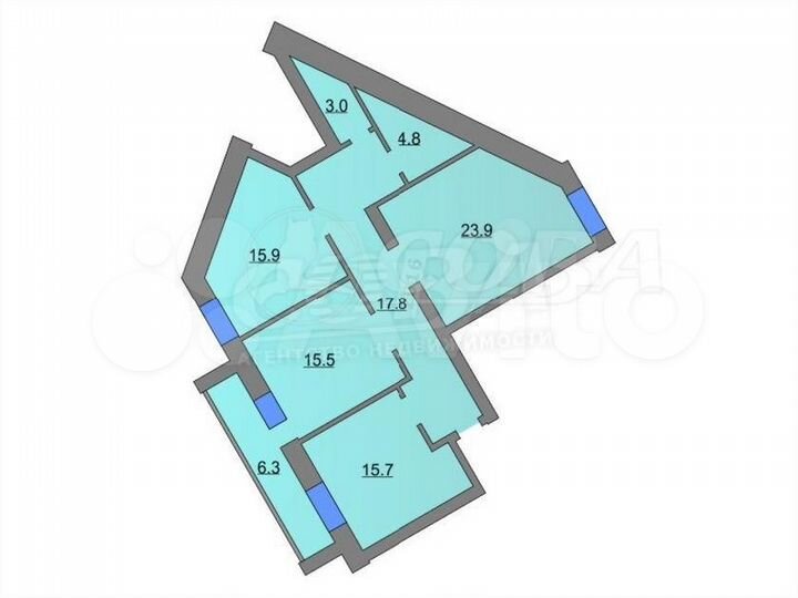 3-к. квартира, 102 м², 5/5 эт.