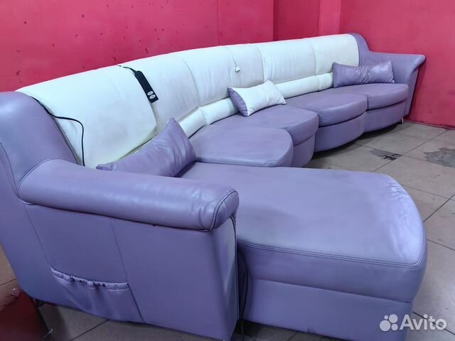 Угловой кожаный диван с пультом , б/у , материал - Кожа купить в Москве ...