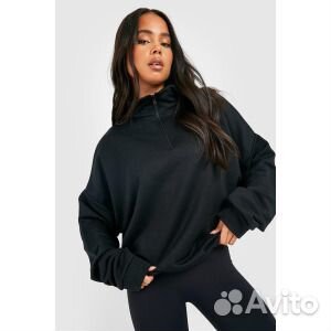 Базовый свитер на половине молнии petite Boohoo, ч