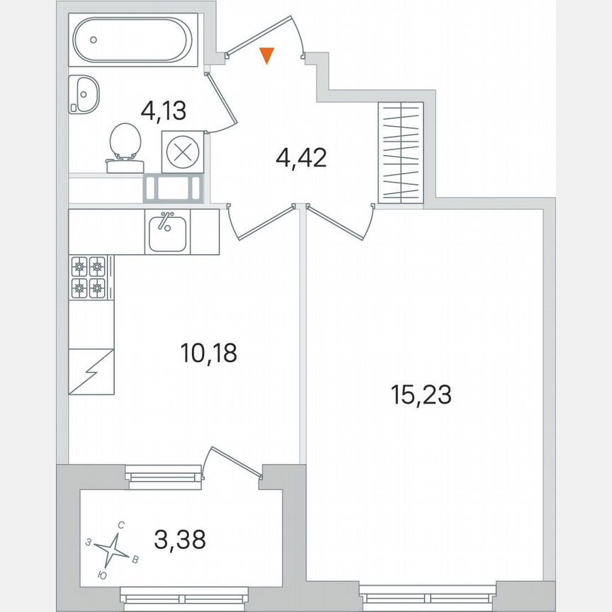 1-к. квартира, 35,7 м², 4/4 эт.