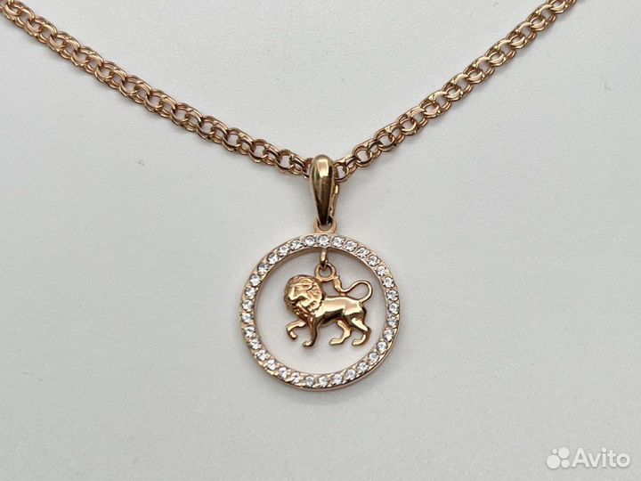 Золотой кулон «Лев» 585 пробы