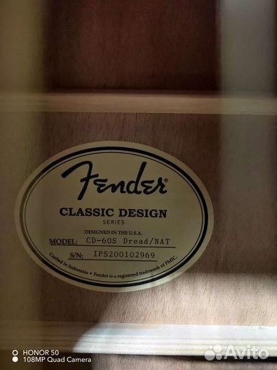 Акустическая гитара fender cd 60s