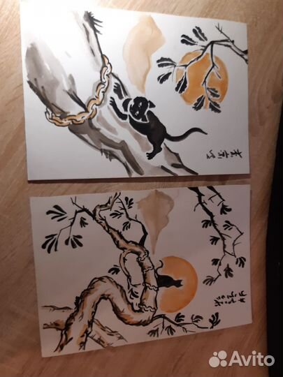 Рисунки у Лукоморья в японском стиле