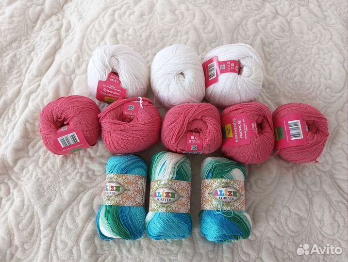 Пряжа для вязания пакетом хлопок, микрофибра