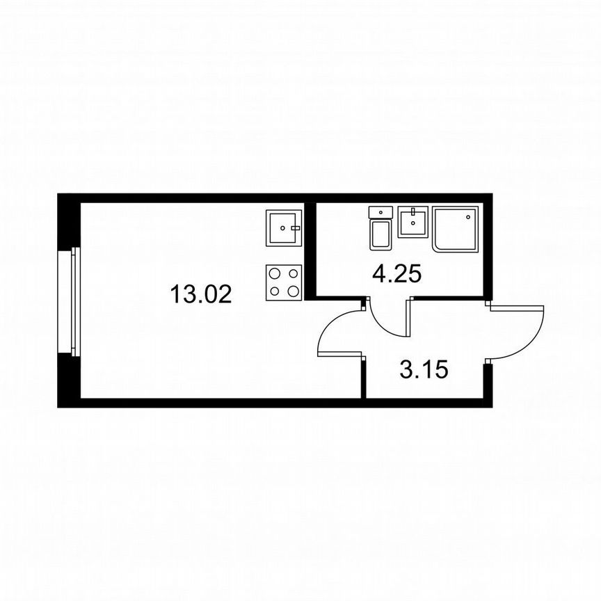 Квартира-студия, 20,4 м², 2/9 эт.