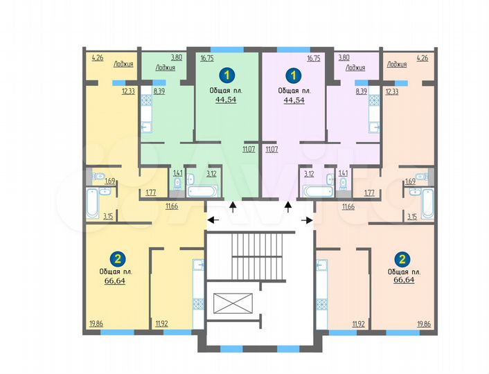 2-к. квартира, 66,4 м², 6/10 эт.