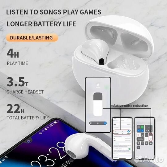 Беспроводные наушники Air Pro 6 TWS, Bluetooth