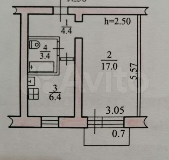 1-к. квартира, 31,2 м², 5/5 эт.