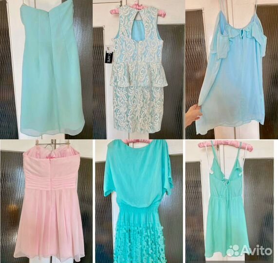 Платья голубые разные