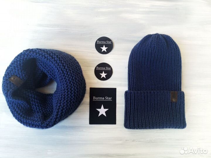 Шапка и снуд зимние. Мериносовая шерсть. В наличии