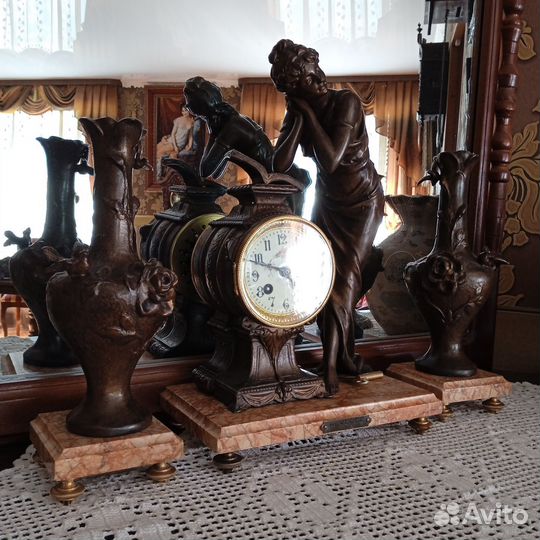 Каминный комплект: вазоны с часами, 19 век,Франция