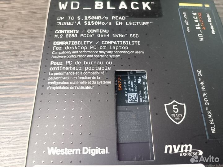 SSD диск WD Black SN770 1Tb (новый)