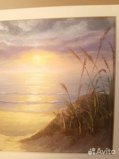 Картина маслом море дюны закат