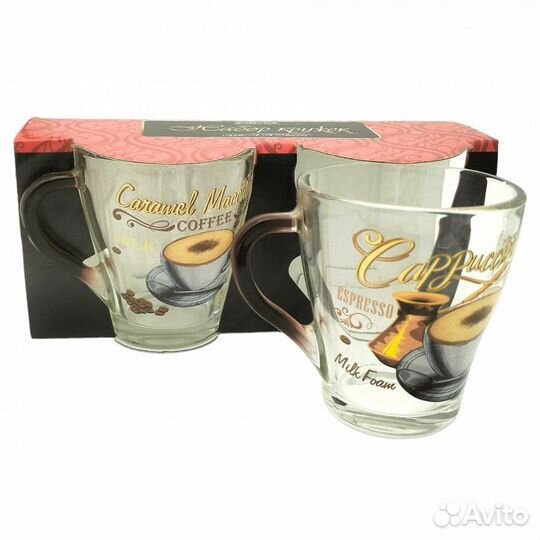 Набор кружек 250мл кофе-брейк/2шт/ + ручка в подар