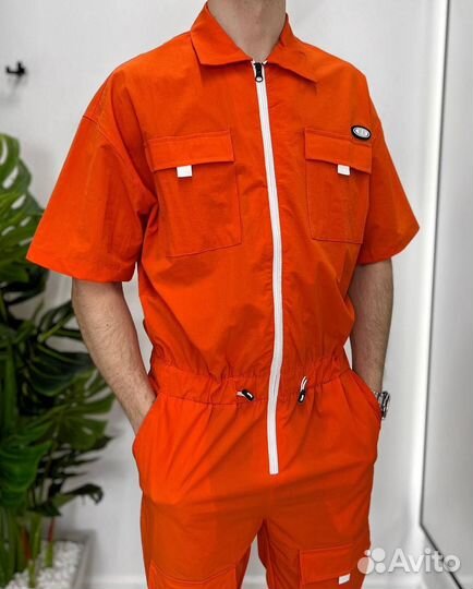 Летний лёгкий комбинезон в оранжевом цвете