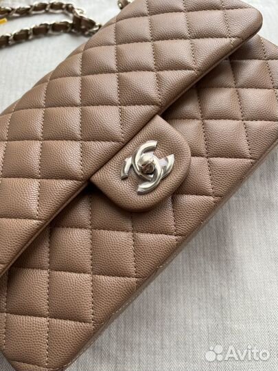 Сумка Chanel 25 sm flip flop бежевая