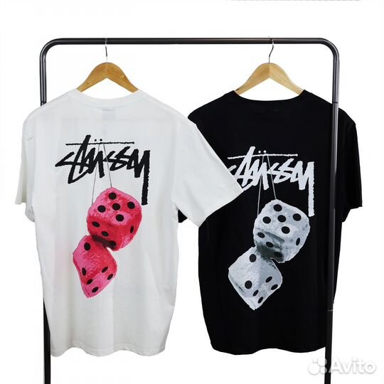 Футболка Stussy Fuzzy Dice Tee Smoke (беж.)