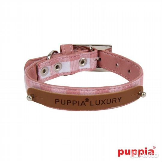 Puppia ошейник из текстиля в клетку, розовый