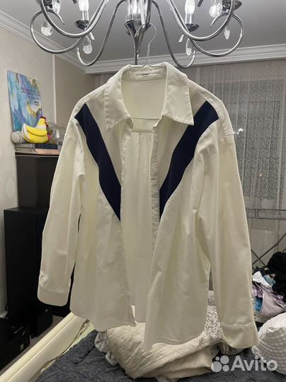 Байковая рубашка с трикотажными вставами