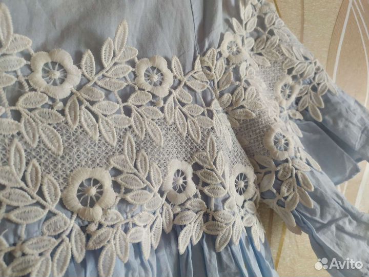 Платье голубое хлопковое