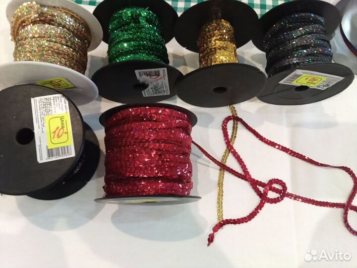Лента атласная, репсовая, пряжа