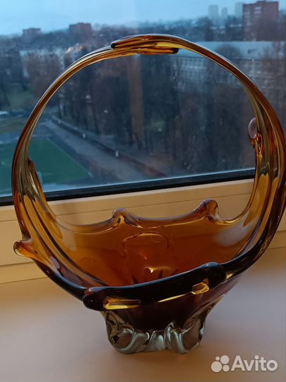 Ваза цветное стекло винтаж